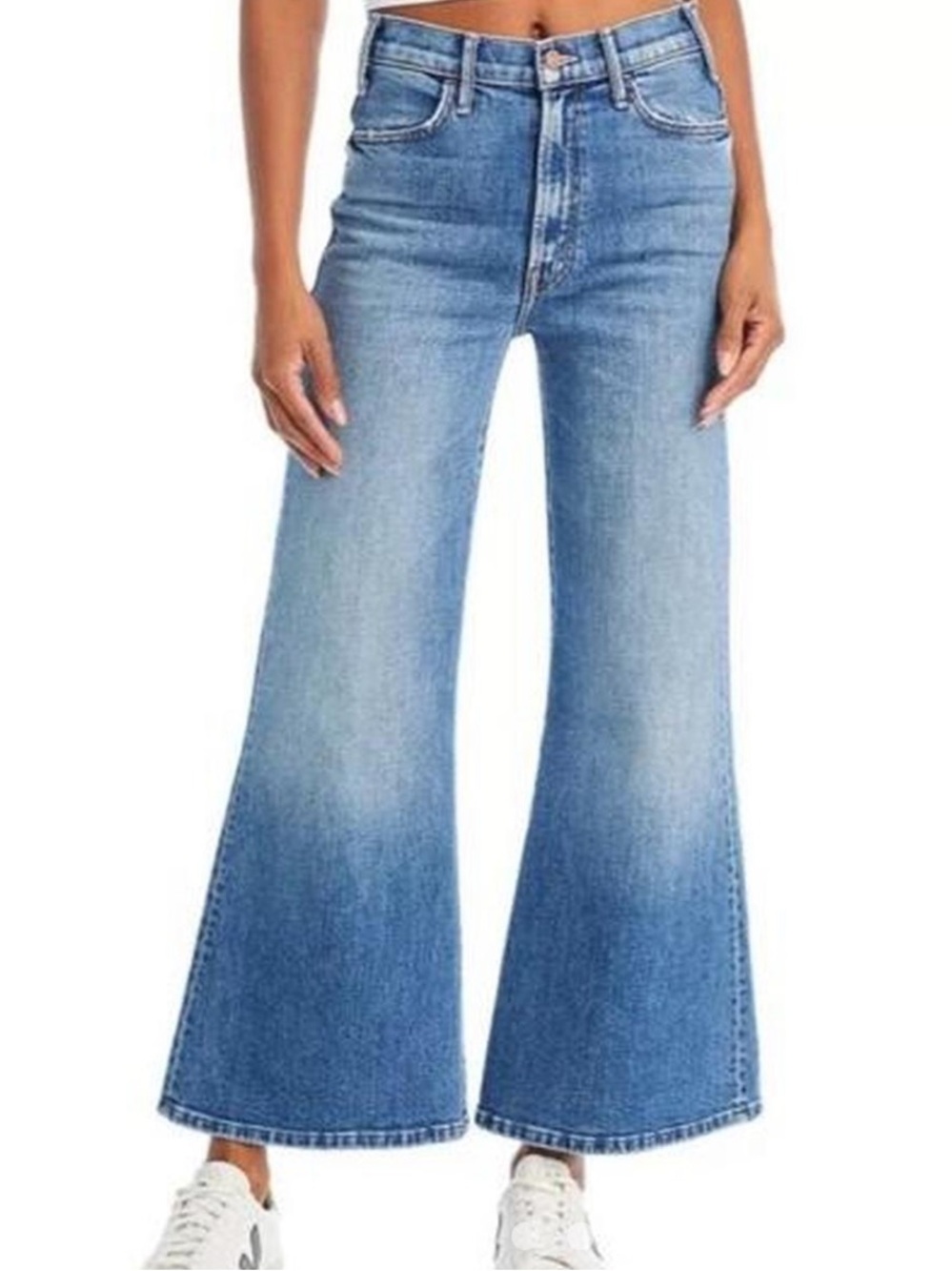 MOTHER The Hustler Roller Ankle Wide-Leg High-Rise Jean High on The Hog Wash 27 - Picture 2 of 4